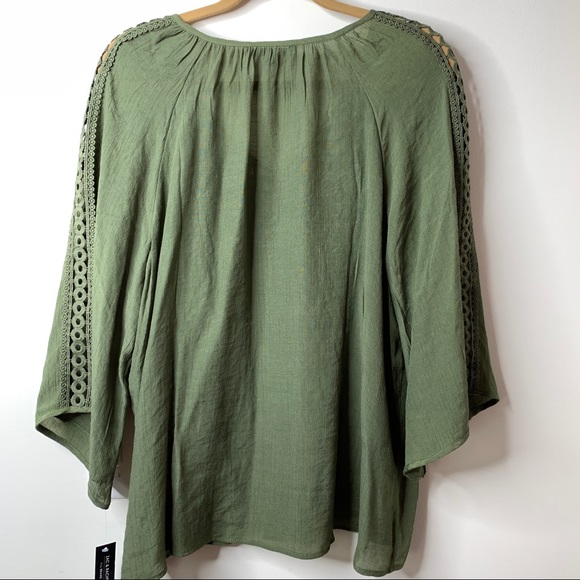 NWT Zac & Rachel Olive Boho Blouse Sz 1X - Picture 3 of 7